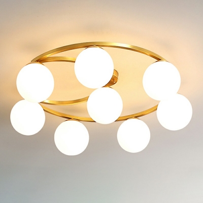 Simplicity Opal Glass Semi Flush Mount Bedroom Ceiling Mounted Lighting in White