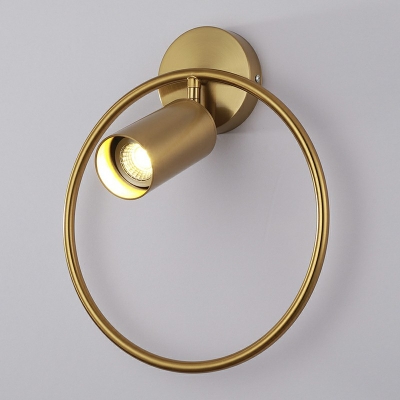 Single-Bulb Contemporary Simple Metal Ring Wall Sconce Lights Reading Room Bedside Wal Light with Spotlight