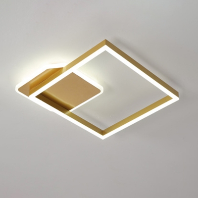 Square Flush Mount Lamp Modern Aluminum and Arcylic Shade LED Light for Living Room