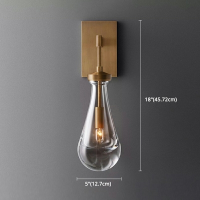 Teardrop Shape Glass Ball Wall Light Kit Simple Single Bulb Clear Glass 18