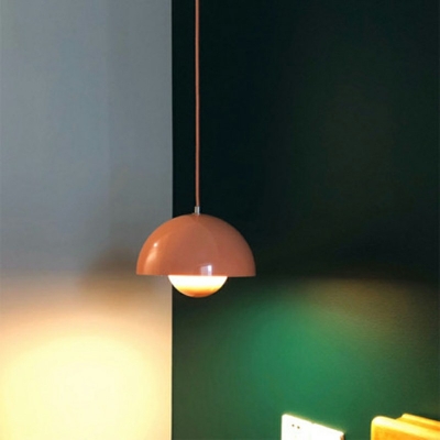 1-Light Pendant Lighting Hanging Lamp Hemisphere Dome Pendant Light Metal