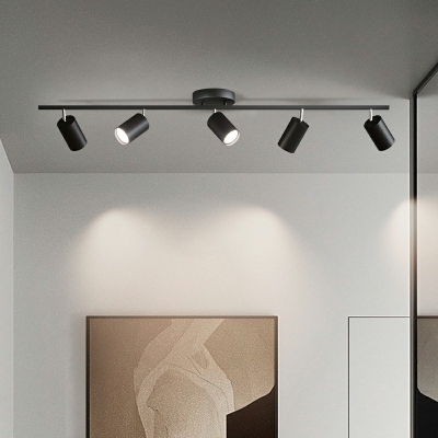 5 Head Tube Living Room Ceiling Track Lighting Aluminum Shade Modernism Semi Flush Light Fixture
