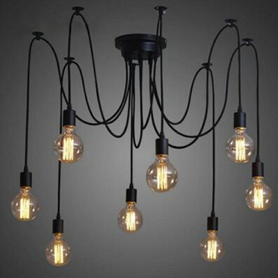 8-Light Ceiling Lights Antiqued Style Wire Jungle Shape Wrought Iron Multi Light Pendant