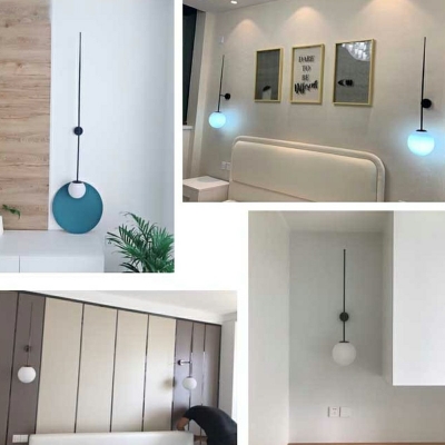 Ball Sconce Light Fixture Modern Glass Shade Wall Mount Light for Corridor with Pencil Arm