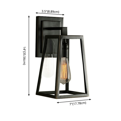 Black Sconce Lamp Decorative 1 Head Trapezoid Shape Wall Mount Light Fixture for Hallway Kitchen