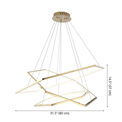 Chandelier Light Fixture 3 Lights Modern Contemporary Dimmable Metal and Acrylic Shade Indoor Hanging Lamp
