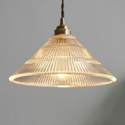 Cone One Light Pendant Light Fixture Industrial-Style Glass Pendant Lamp in Gold