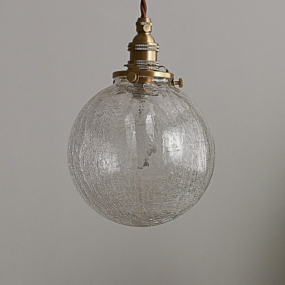 Cracked Glass LED Hanging Light Nordic Style Globe Retro Pendant Light for Bedside