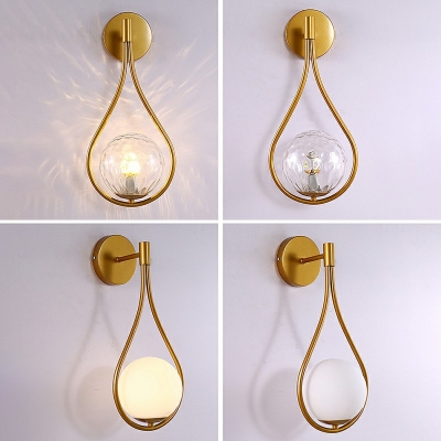 Glass Ball Wall Light Kit Simple Single Glass Shade 18 Inchs Height Wall Lamp with Teardrop Stand