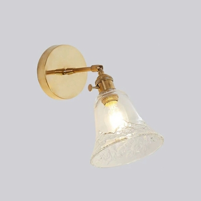 Glass Bucket Sconce Light 1 Head Nordic Style Wall Light Glass Shade in Brass for Bedroom