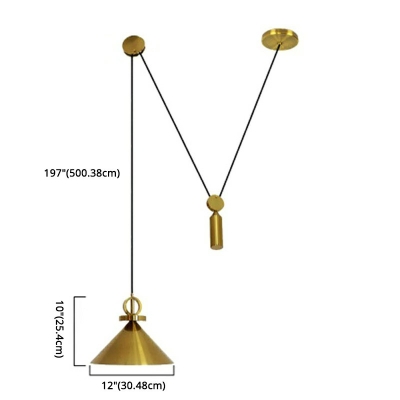 Gold Cone Shaped Drop Lamp Post-Modern 1-Light Metal Pendant Light Fixture Adjustable Hanging Light