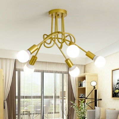 Industrial Style Glass Globe Ceiling Chandelier Sputnik Design Semi Flush Mount Light for Living Room