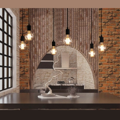 Industrial Style Multi-Light Pendant Light Metal 6 Light Hanging Lamp in Black