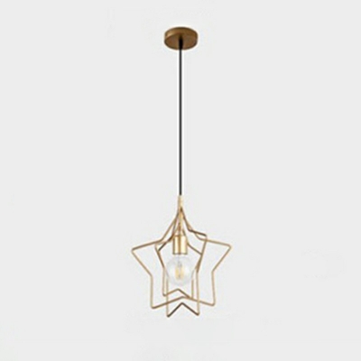 Industrial Style Star Shaped Pendant Light Metal 1 Light Hanging Lamp in Gold