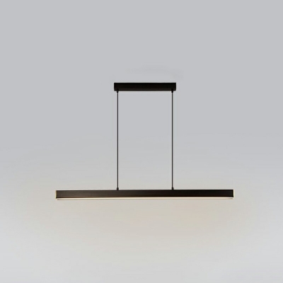 Linear Shade Island Light Fixture Modernist Metal 47.5