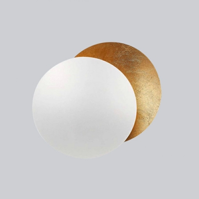 1 Light Metallic Wall Lighting Round Disc Wall Lamp in Minimalist Style