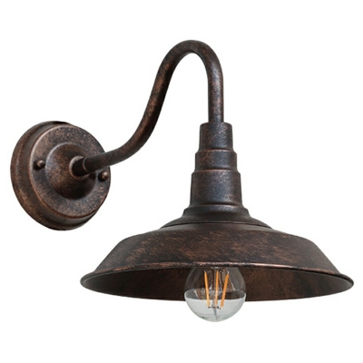 Mid-Century Barm Shaped Wall Mounted Iron Single Bulb Living Room Sconce Fixture with Gooseneck Arm