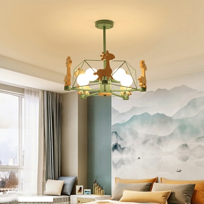 Minimalism Simple Style 5 Lights Chandelier Giraffe Mental Pendant Light for Kids Bedroom