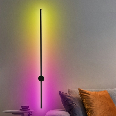 Minimalism Simplicity Style Black Long Strip Wall Sconce Light LED RGB Bedroom Wall Lamp
