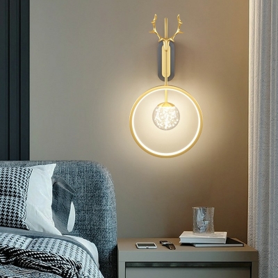 Modern Minimalist Style Circular Wall Mounted Light fixture Glass Wall Light Sconces for Bedroom