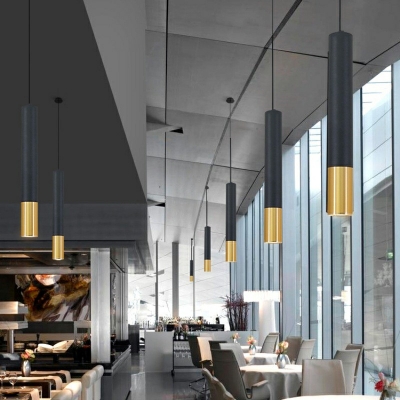 Modern Style Acrylic Hanging Light LED Metal Cylinder Pendant Light for Bar Coffee Shop