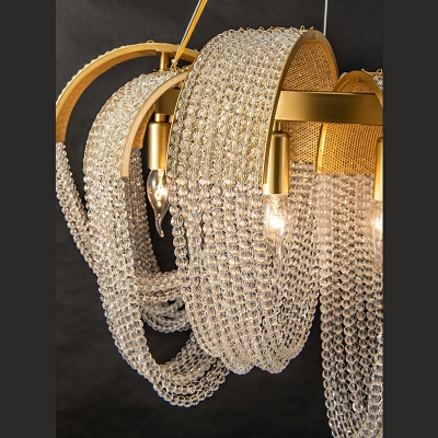 Modern Style Hanging Light Kit Tassel Shape Crystal Chandelier for Bedroom