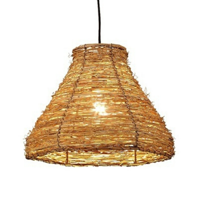 Modern Style Rattan Pendant Light Tower Shaped Simple Japanese Style Hanging Light for Homestay Courtyard