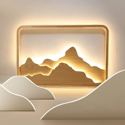 Rectangular Flush Mount Light Creative Acrylic and Wood Shade Flush Mount Parlor Light, 26