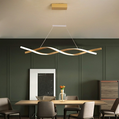 Ripple Shape Island Light Fixture 2 Lights Modern Metal and Rubber Shade Hanging Ceiling Light for Kitchen