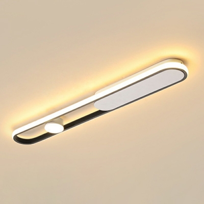 Seamless Connection Oval Fixture Black-White Arcylic LED Office Meeting Room Modern Linear Ceiling Flush Light