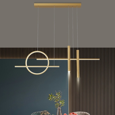 Simplicity Metalline Ring and Linear Island Light Fixture Arcylic Hanging Lamp for Dining Room