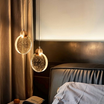 Simplicity Style Ring Shaped Gold Pendant Light Crystal LED Hanging Light for Sleeping Room