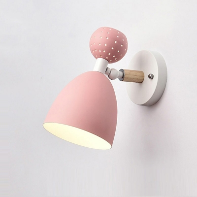 Single-Bulb Macaron Cone Shaped Sconce Light Simple Style Metal Wall Lamp for Girl Boy Bedroom
