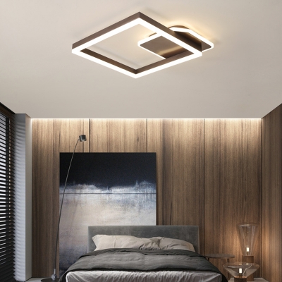 Square Flush Mount Lamp Modern Aluminum and Arcylic Shade LED Light for Living Room