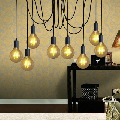 Swag Lamp Ceiling Pendant Lights 8-Light Industrial Style Pendant Lights in Blacks