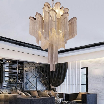 Tassel Shape Hanging Light Kit Postmodern Chandelier for Hotel Lobby Dining Room