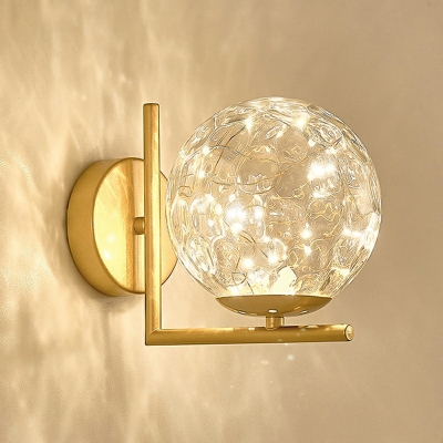Warm Light Glass Orb Wall Lighting Modern LED Sconce Lighting with Right Angle Arm