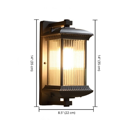 1 Light Rustic Sconces Industrial Metal Glass Wall Sconces in Black