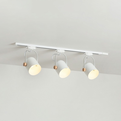 3-Light Track Spotlight Nordic Style Metal Living Room Rotatable Semi Flush Light in White