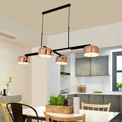 Adjustable Island Light Fixture 4 Lights Modern Metal and Acrylic Shade Hanging Ceiling Light for Kitchen
