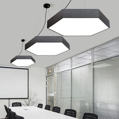 Black Hanging Lights Hexagonal Honeycombs Office Lighting Modern Minimalist Ceiling Lights Fixtures