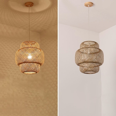 Chinese Style Bamboo Pendant Light Modern and Simple Hanging Light for Homestay Courtyard