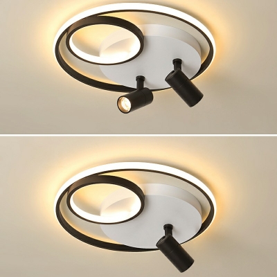 Circle Semi Flush Mount Ceiling Light with Adjustable Angle Ceiling Lamp for Living Room