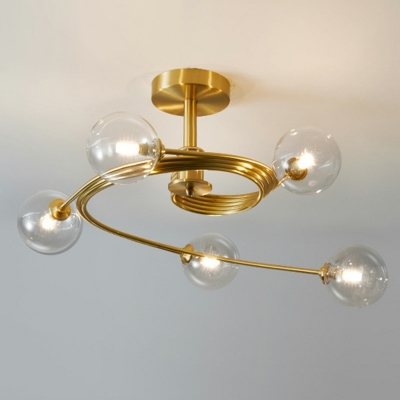 Contemporary Simple Bubble Shade Ceiling Light 3/5 Heads Flush Light Fixture for Living Room