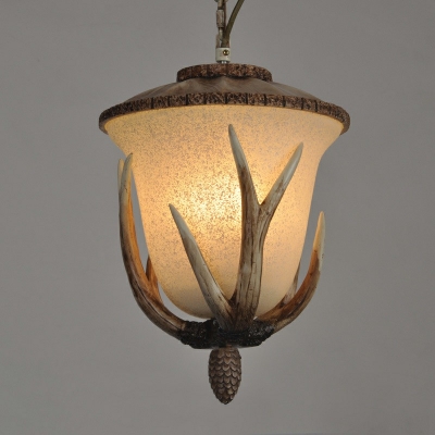 Country Style Bell Chandelier Glass and Resin 3 Lights White-Gray Pendant Light for Bedroom