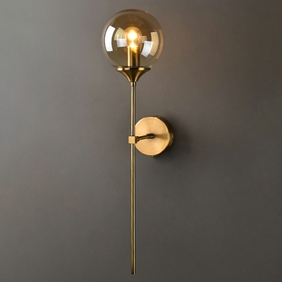 Glass Spherical Sconce Light Contemporary 1 Bulb Wall Mount Lighting with Long Arm
