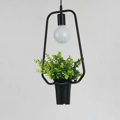Industrial Geometric Shaped Pendant Light Metal 1 Light Plants Decorative Hanging Lamp for Coffee Shop and Restaurant