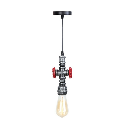 Industrial Style Pipe Pendant Light Metal 1 Light Hanging Lamp for Restaurant