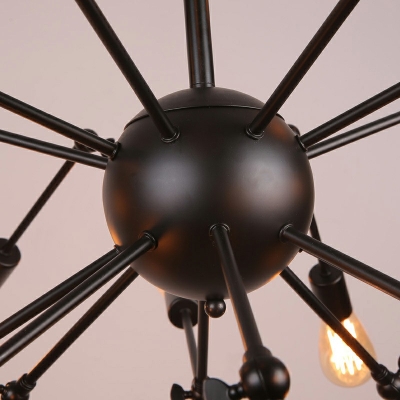 Industrial Style Spider Shaped Chandelier Metal 16 Light Chandelier for Living Room