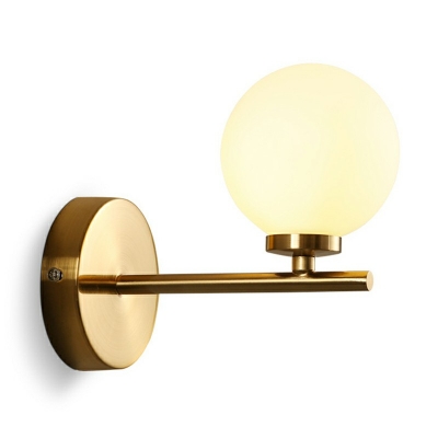 Industrial Vintage Globe Shade Wall Sconce Metal 1 Light Wall Lamp in Gold for Bedroom